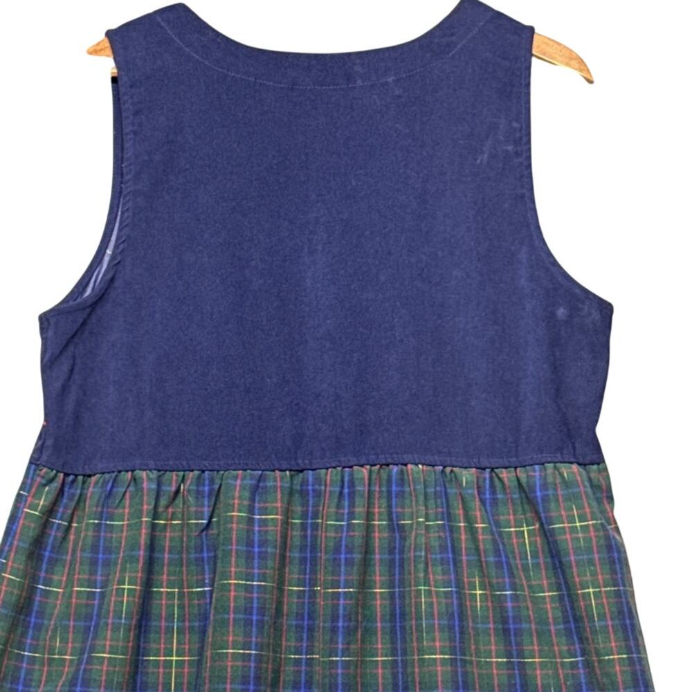 Vintage Blue Plaid Snowflake Christmas Holiday Sleeveless Maxi Dress Women Large - Picture 4 of 8